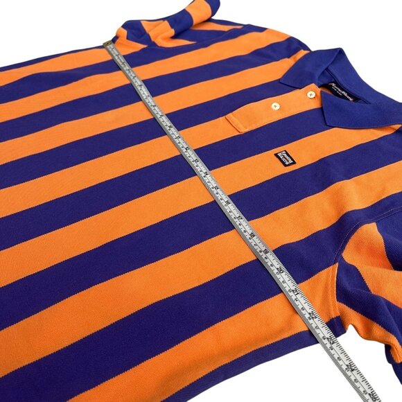 Rowing Blazers Mens Pique Striped Polo Orange Purple Size L NWT Preppy Eclectic - Picture 10 of 12
